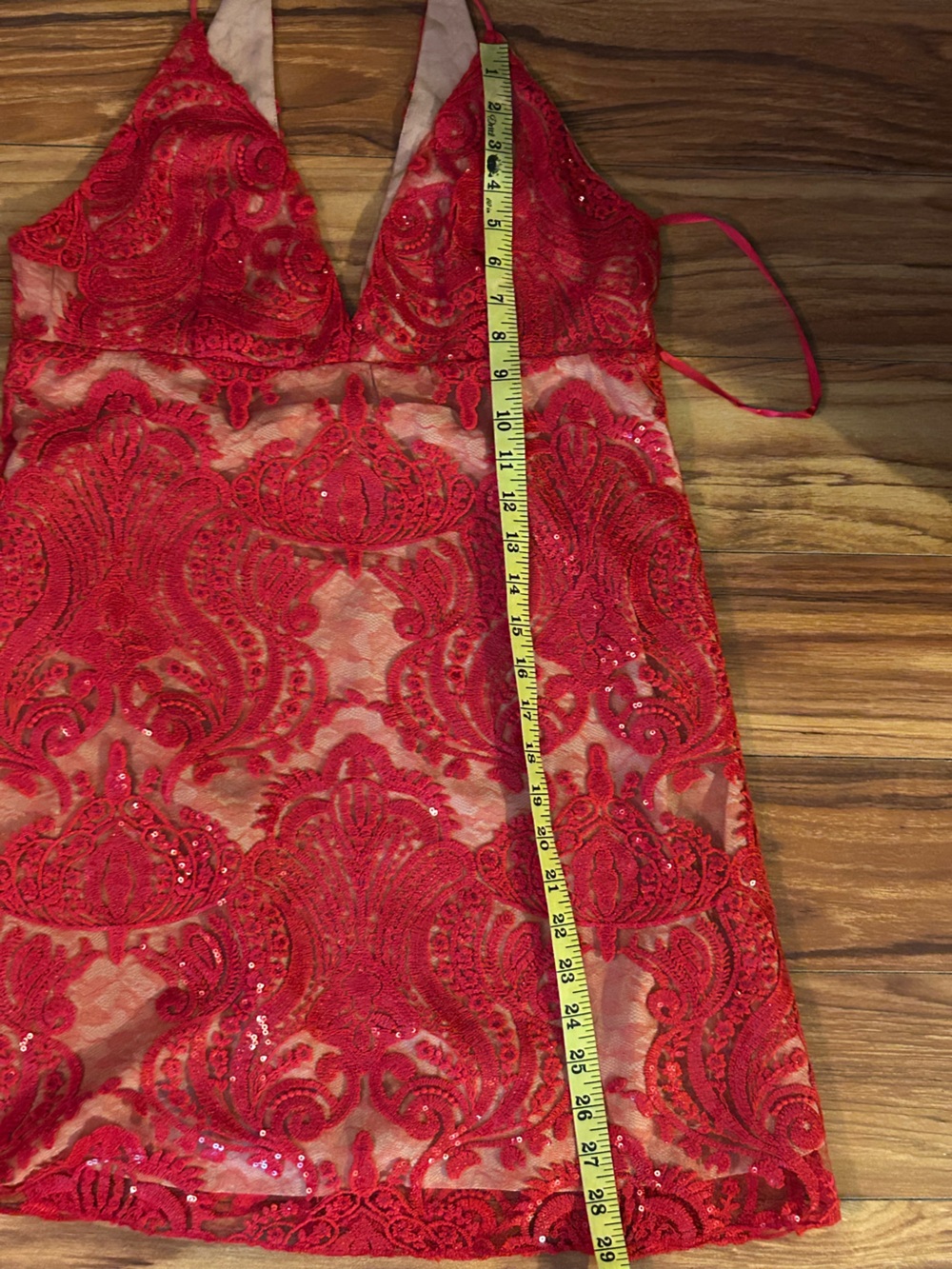 Free People shimmers lace slip dress size 8. Red/tan. New with tags. Party! - Picture 11 of 15